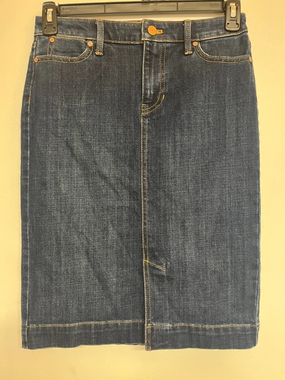 Talbots Petite Sz 2 Dark Blue Denim Midi Skirt, 14.5” Waist, #preppy #petite